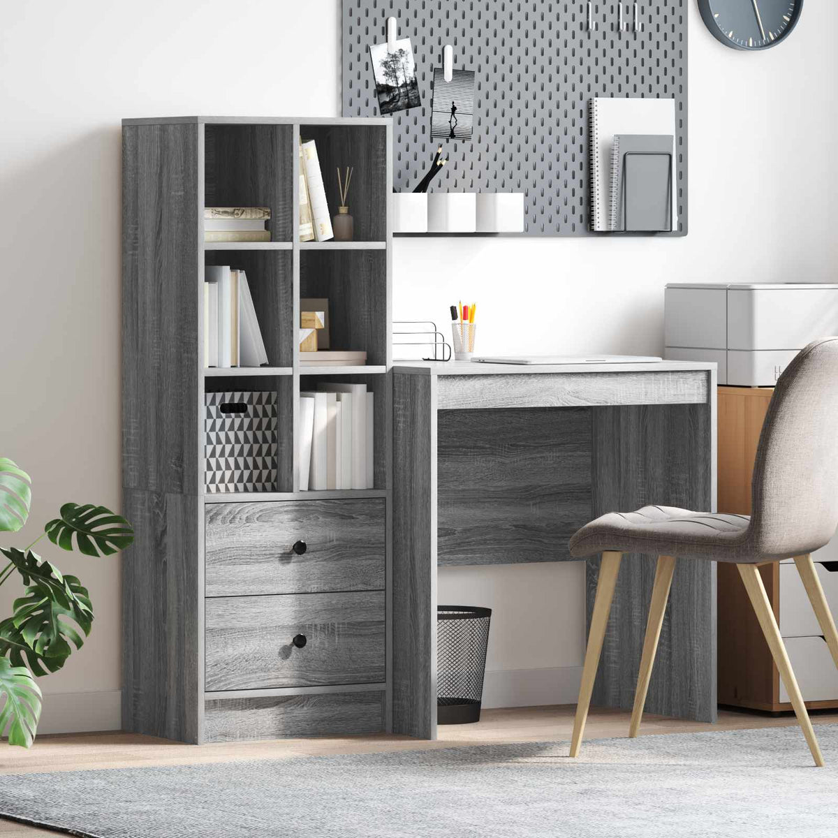 Escritorio Gris Concreto 145.5 X 50 X 127 Cm 2 Uds.