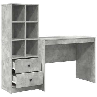 Escritorio Gris Concreto 145.5 X 50 X 127 Cm 2 Uds.