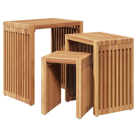 Mesa Auxiliar De Jardín 3 Pcs Marrón 33 X 44,5 X 51 Cm