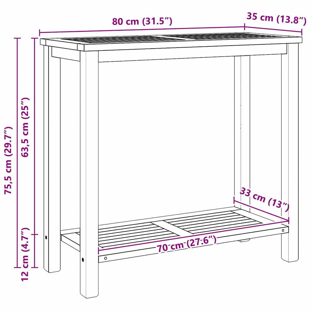 Mesa Consola Marrón Madera De Teca Maciza