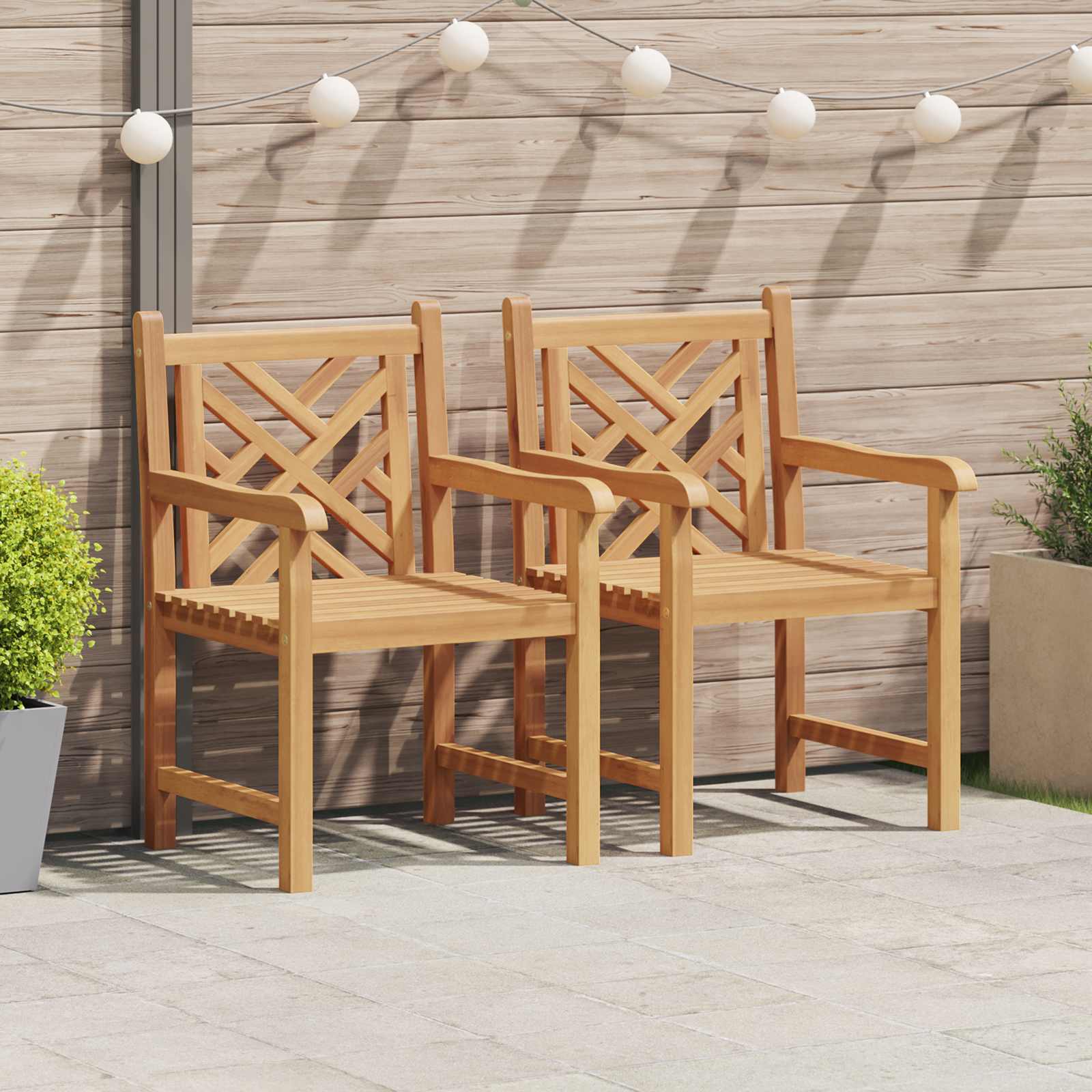 Silla De Jardín 2 Pcs 60 X 58 X 90 Cm Madera De Teca Maciza