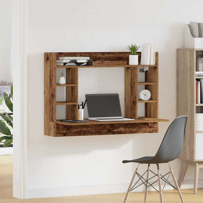 Escritorio Montado En La Pared Madera Envejecida