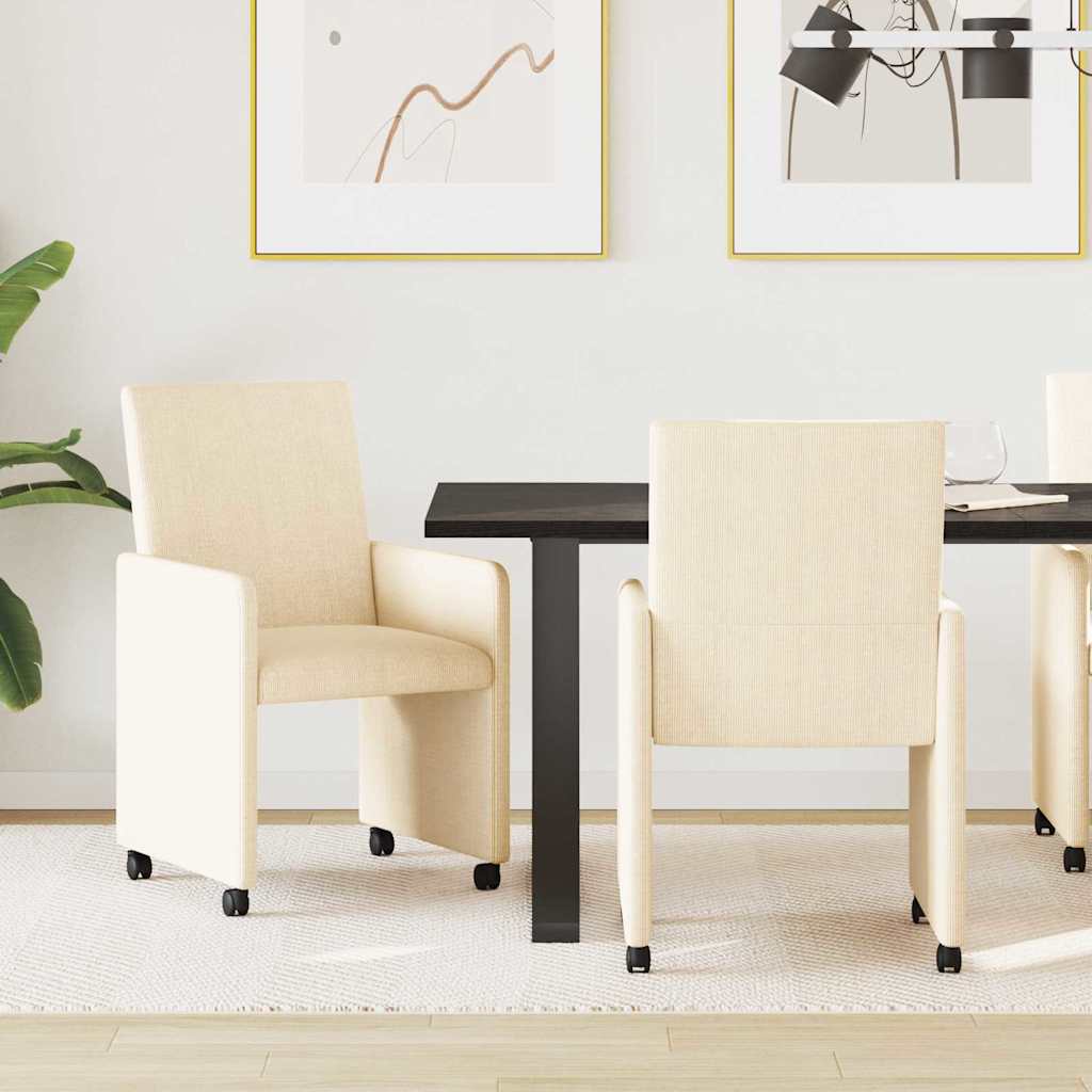 Sillas De Comedor Con Ruedas 2 Uds. Tela De Pana
