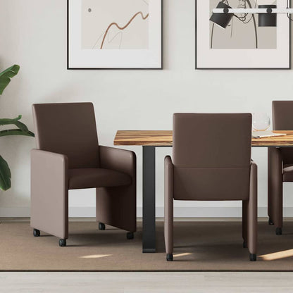 Sillas De Comedor Con Ruedas 2 Uds. Cuero Sintético
