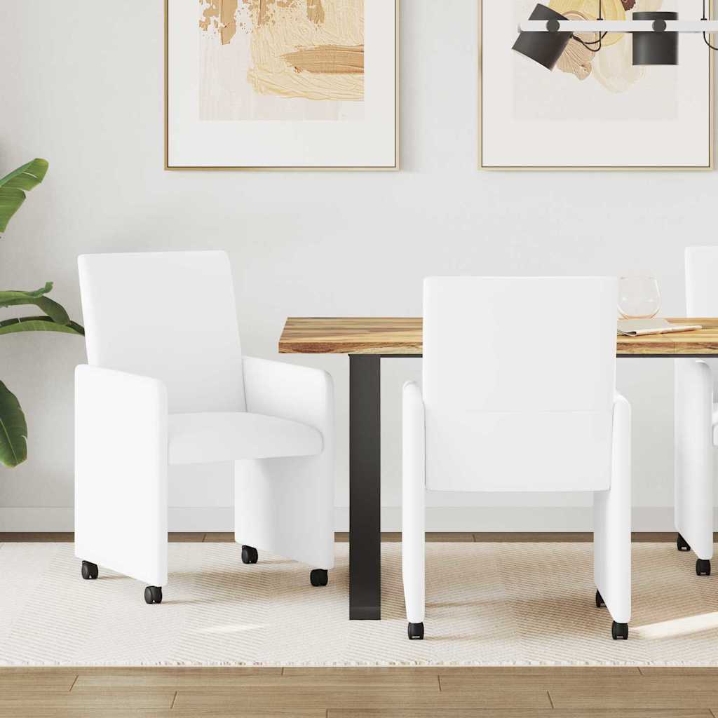 Sillas De Comedor Con Ruedas 2 Uds. Cuero Sintético