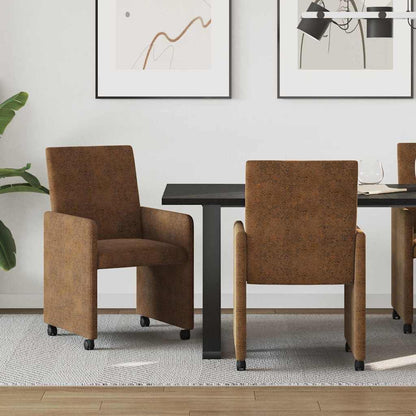 Sillas De Comedor Con Ruedas 2 Uds. Cuero De Ante Sintético