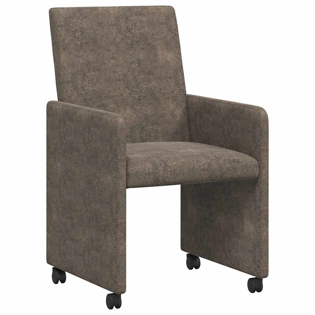 Sillas De Comedor Con Ruedas 2 Uds. Cuero De Ante Sintético