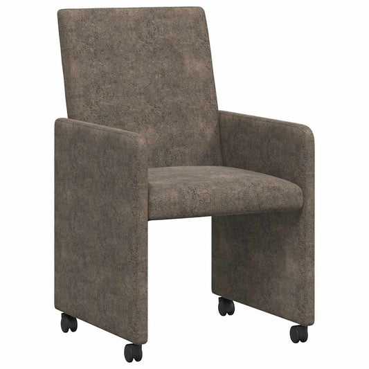 Sillas De Comedor Con Ruedas 2 Uds. Cuero De Ante Sintético