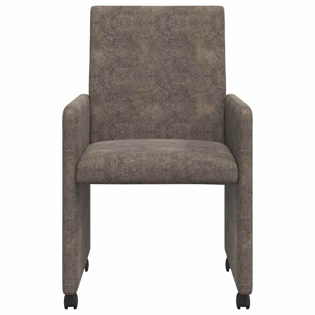 Sillas De Comedor Con Ruedas 2 Uds. Cuero De Ante Sintético