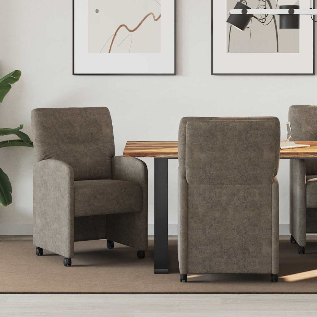 Sillas De Comedor Con Ruedas 2 Uds. Cuero De Ante Sintético