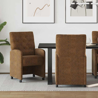 Sillas De Comedor Con Ruedas 2 Uds. Cuero De Suede Sintético