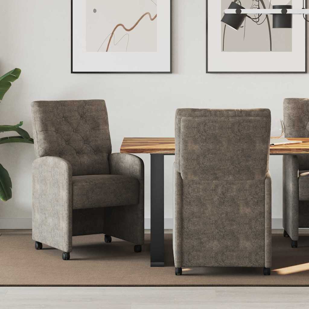 Sillas De Comedor Con Ruedas 2 Uds. Cuero De Suede Sintético