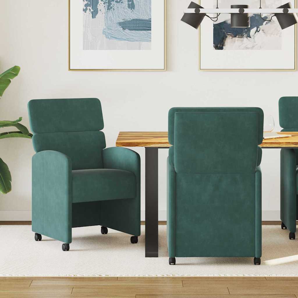 Sillas De Comedor Con Ruedas 2 Uds. Terciopelo