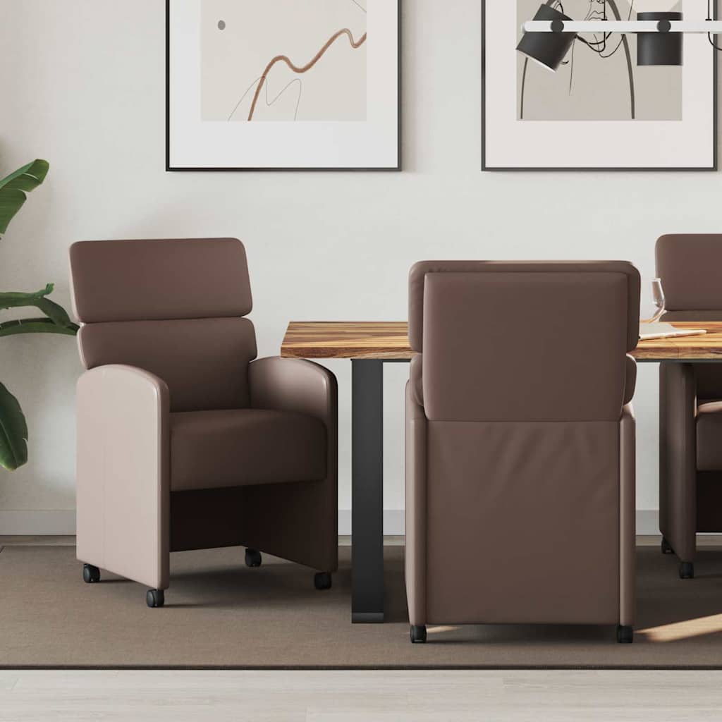 Sillas De Comedor Con Ruedas 2 Uds. Cuero Sintético
