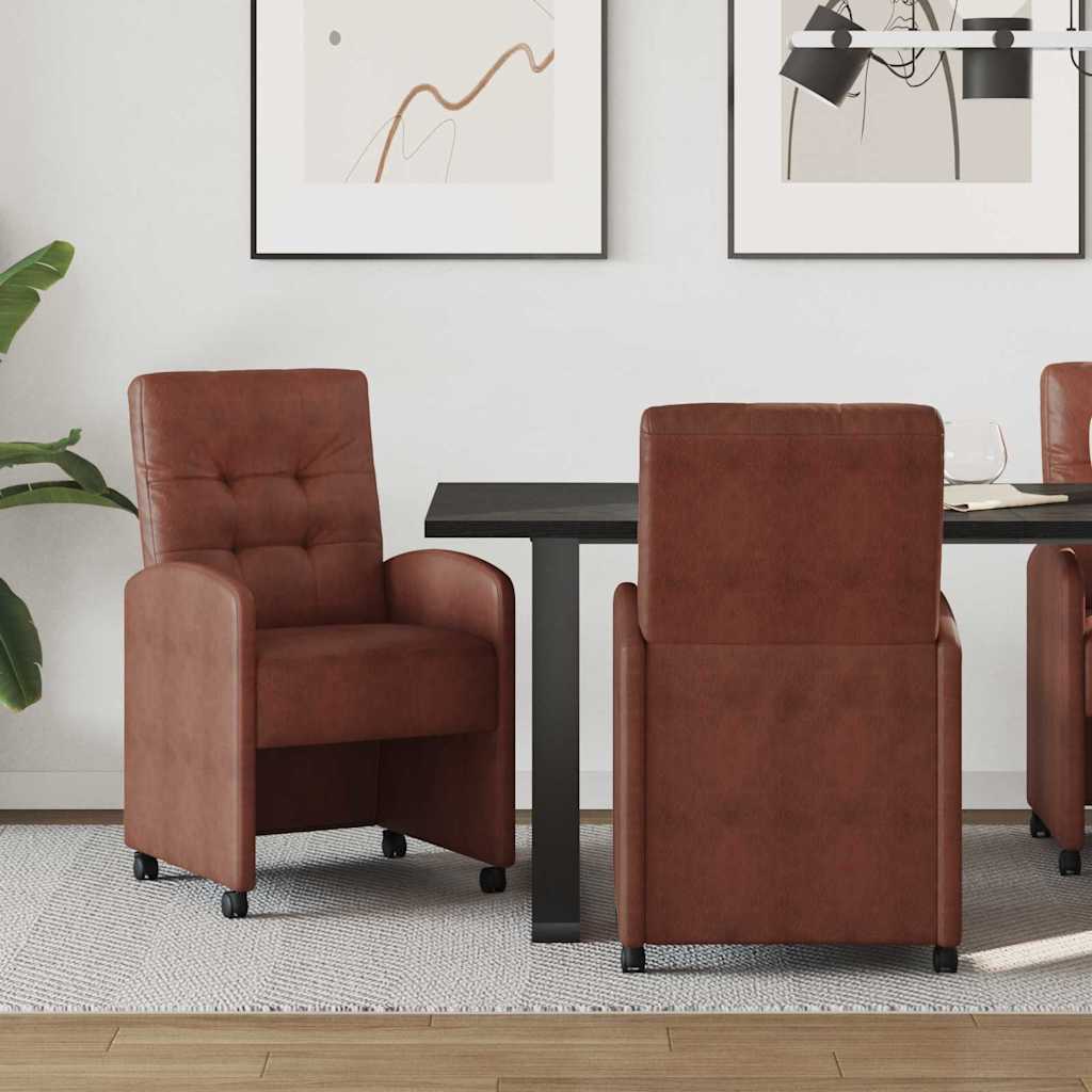 Sillas De Comedor Con Ruedas 2 Uds. Cuero Sintético