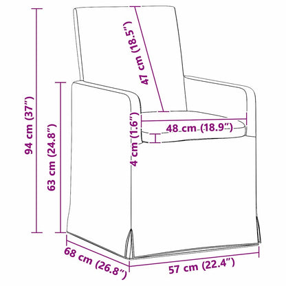 Sillas De Comedor 2 Uds. Lino 57 X 68 X 94 Cm