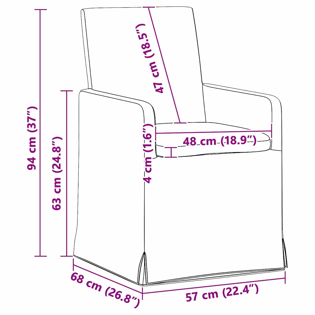 Sillas De Comedor 2 Uds. Tela 57 X 68 X 94 Cm