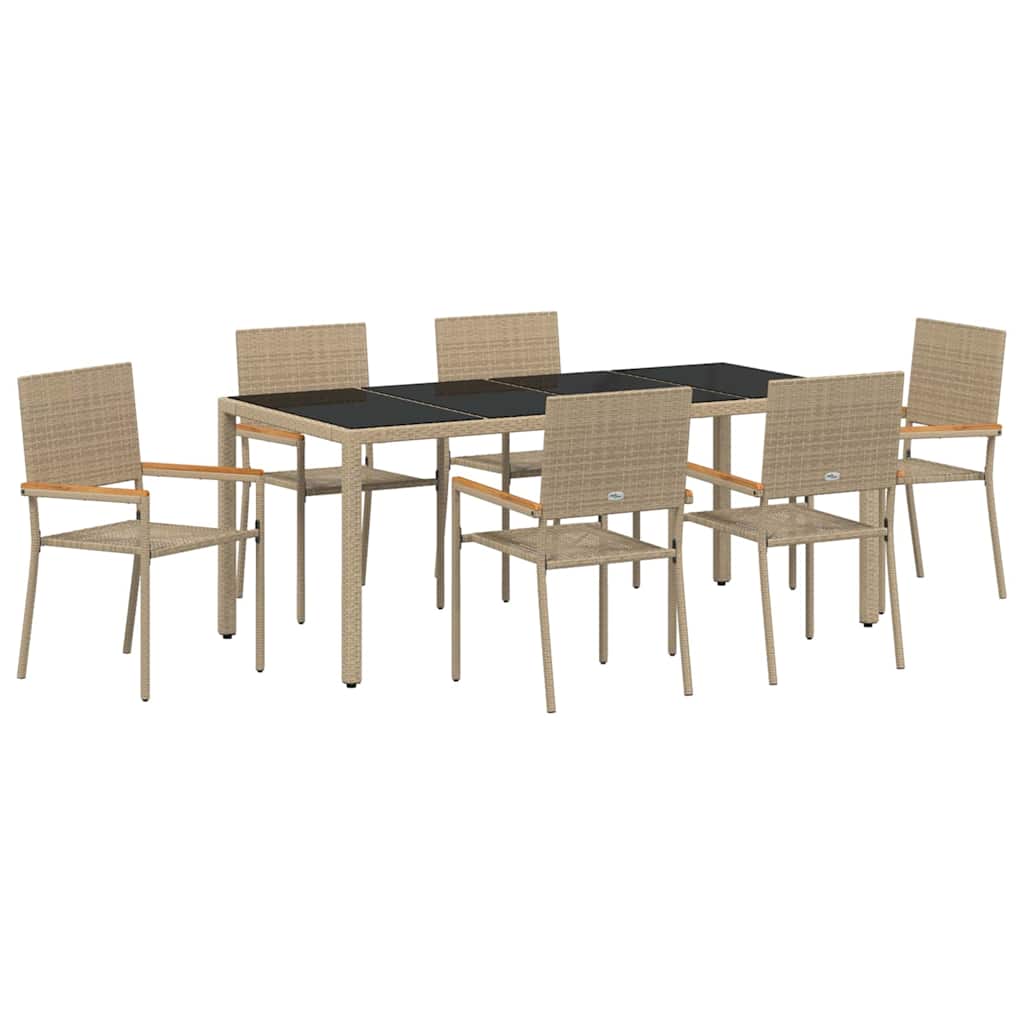 Conjunto De Comedor De Jardín 7 Pcs Ratán Sintético