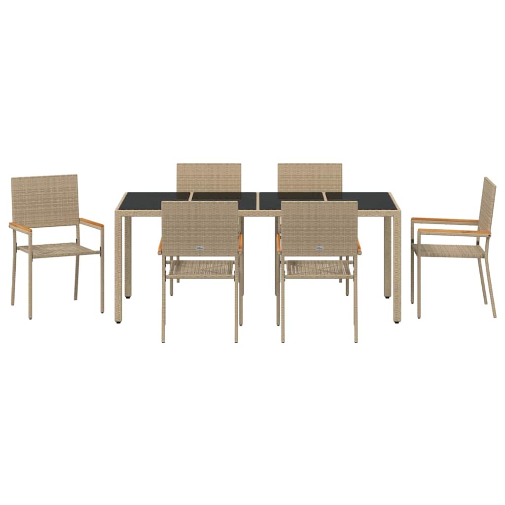 Conjunto De Comedor De Jardín 7 Pcs Ratán Sintético