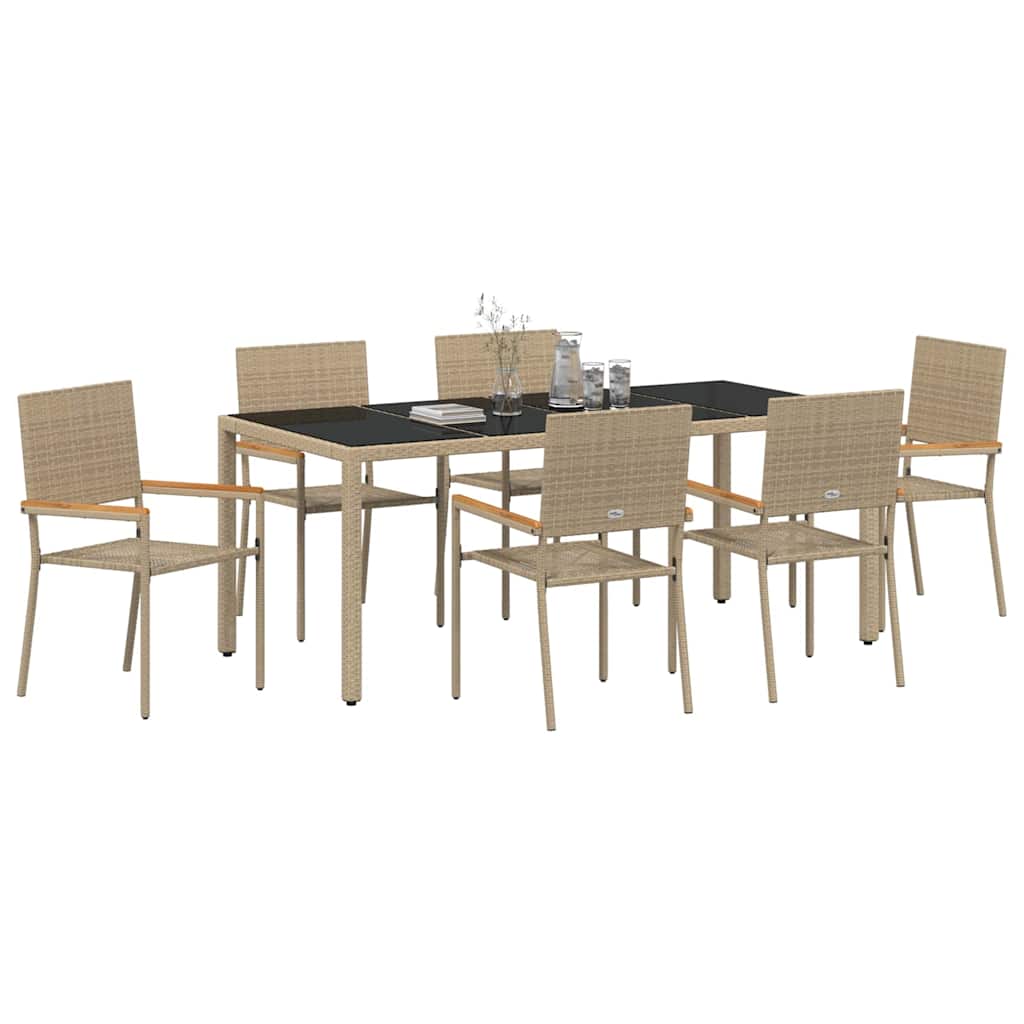 Conjunto De Comedor De Jardín 7 Pcs Ratán Sintético