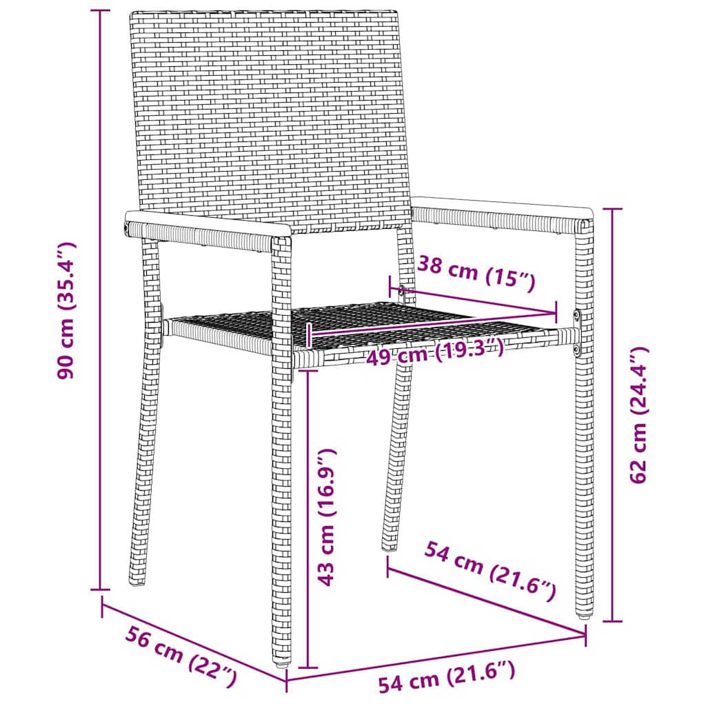 Conjunto De Comedor De Jardín 7 Pcs Ratán Sintético