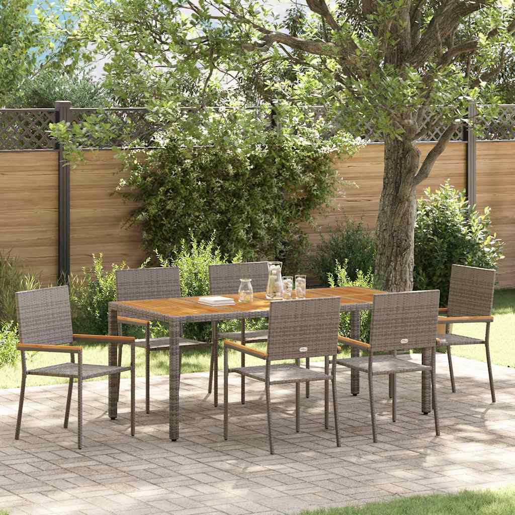 Conjunto De Comedor De Jardín 9 Pcs Ratán Sintético
