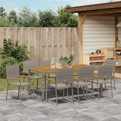 Conjunto De Comedor De Jardín 9 Pcs Ratán Sintético