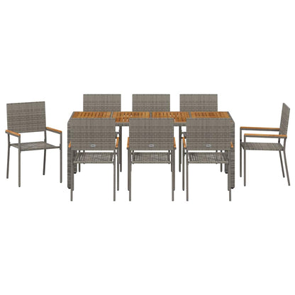 Conjunto De Comedor De Jardín 9 Pcs Ratán Sintético