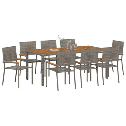 Conjunto De Comedor De Jardín 9 Pcs Ratán Sintético