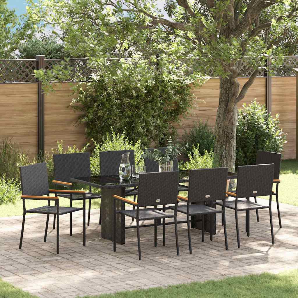 Conjunto De Comedor De Jardín 9 Pcs Ratán Sintético