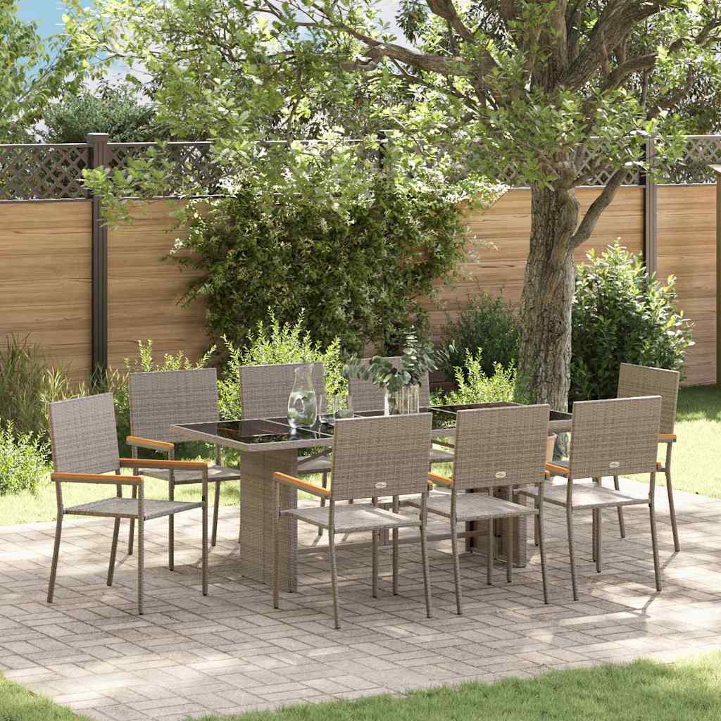 Conjunto De Comedor De Jardín 9 Pcs Ratán Sintético