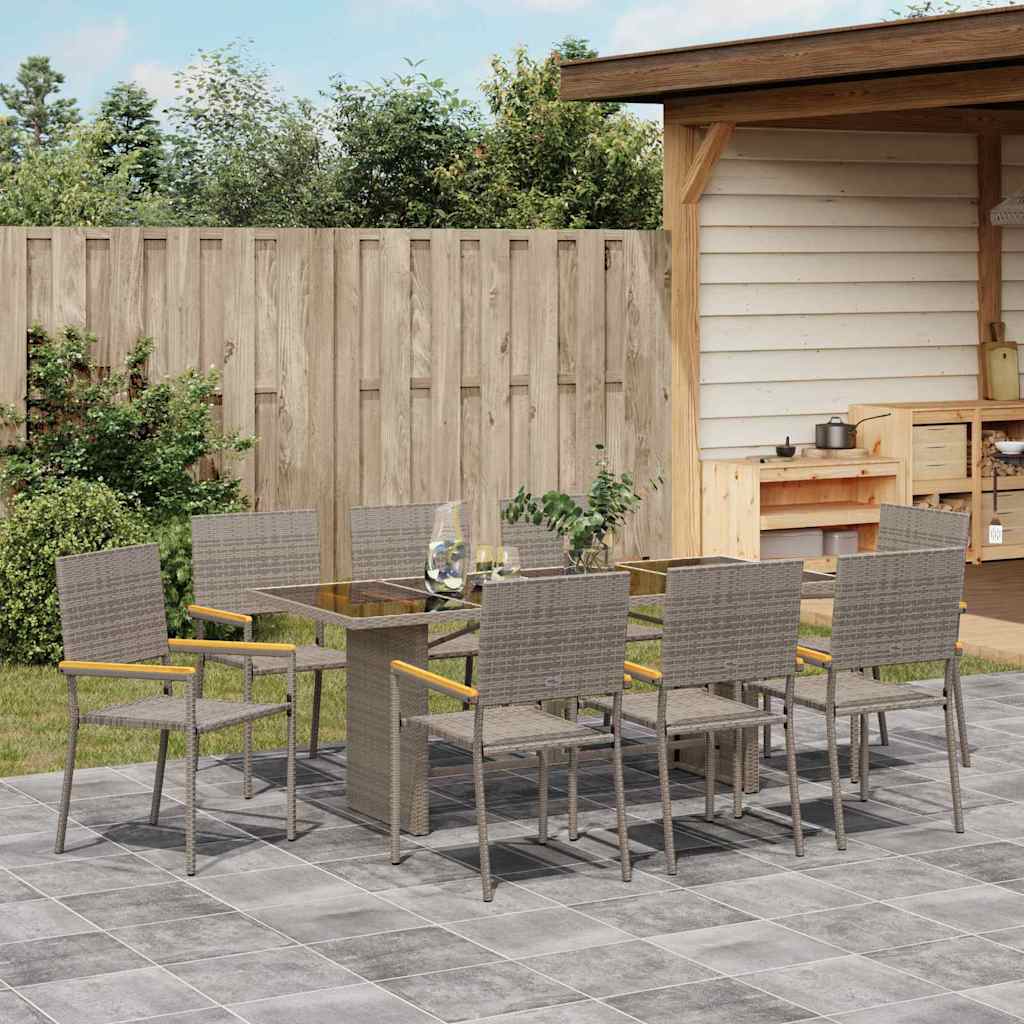 Conjunto De Comedor De Jardín 9 Pcs Ratán Sintético