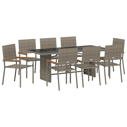 Conjunto De Comedor De Jardín 9 Pcs Ratán Sintético