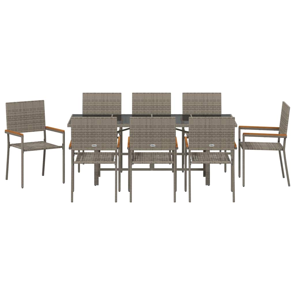 Conjunto De Comedor De Jardín 9 Pcs Ratán Sintético