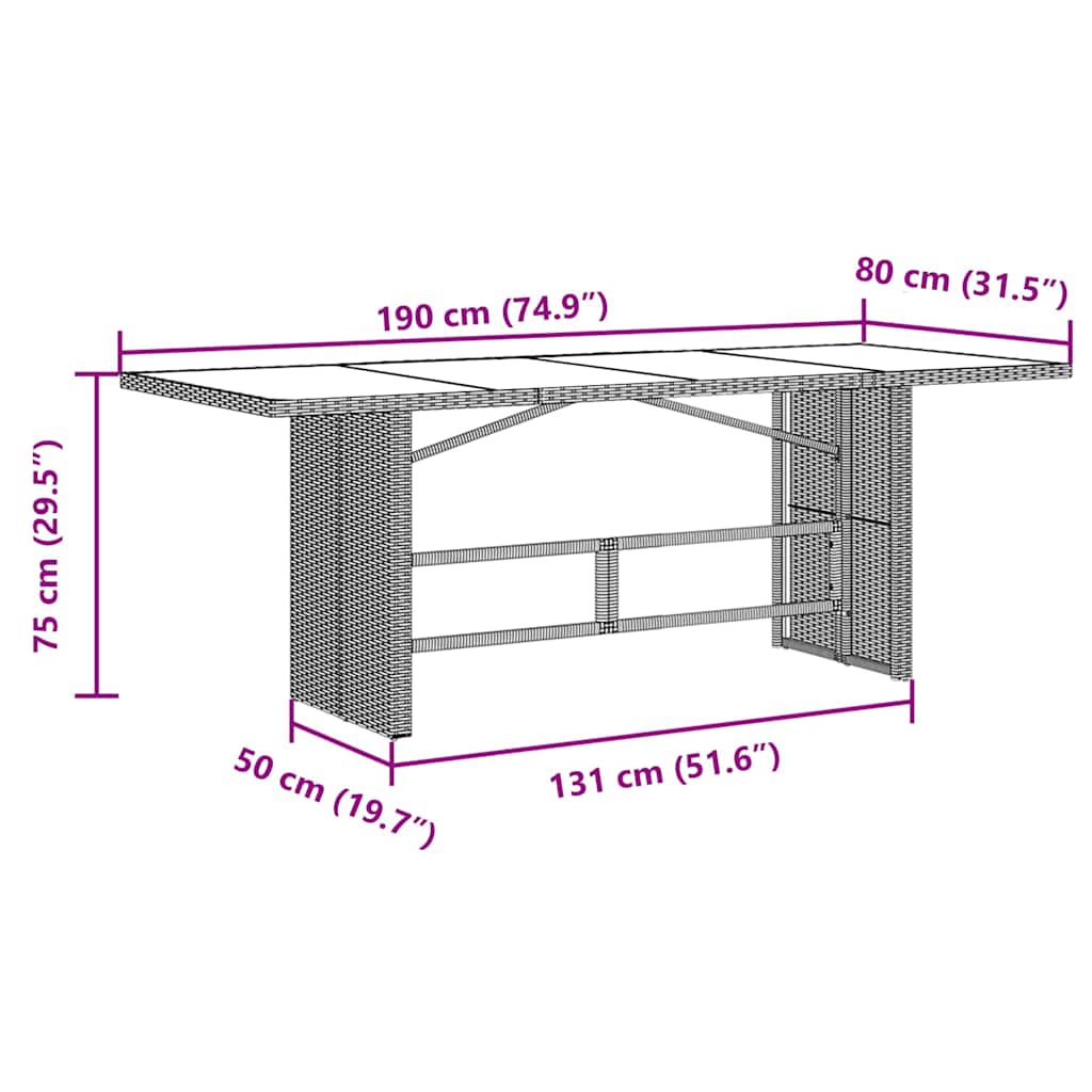 Conjunto De Comedor De Jardín 9 Pcs Ratán Sintético