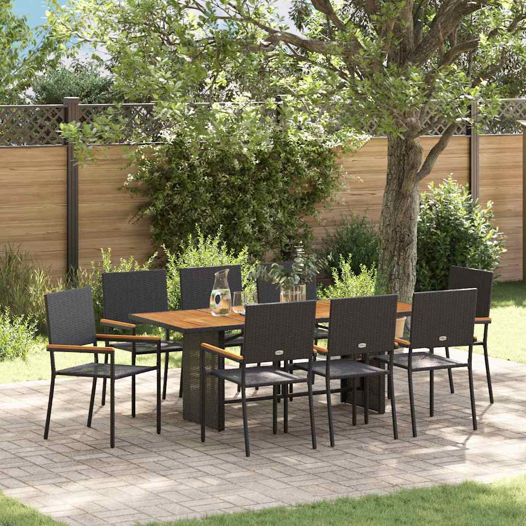 Conjunto De Comedor De Jardín 9 Pcs Ratán Sintético