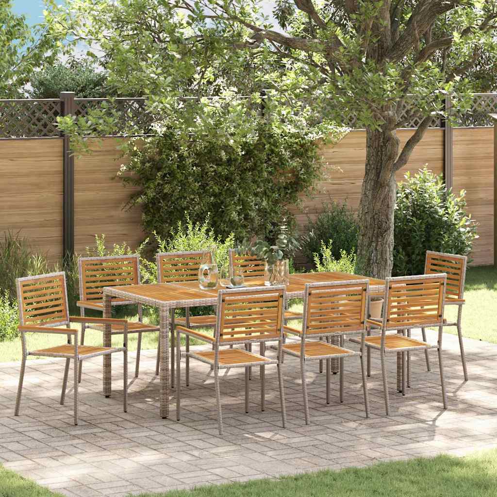 Conjunto De Comedor De Jardín 9 Pcs Y Marrón