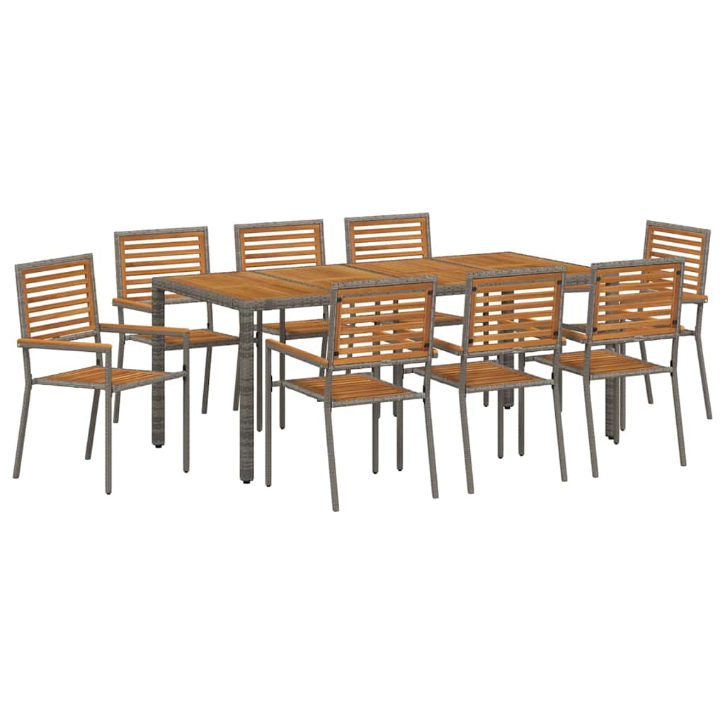 Conjunto De Comedor De Jardín 9 Pcs Y Marrón