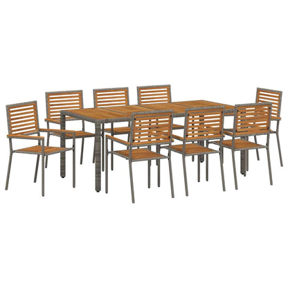 Conjunto De Comedor De Jardín 9 Pcs Y Marrón