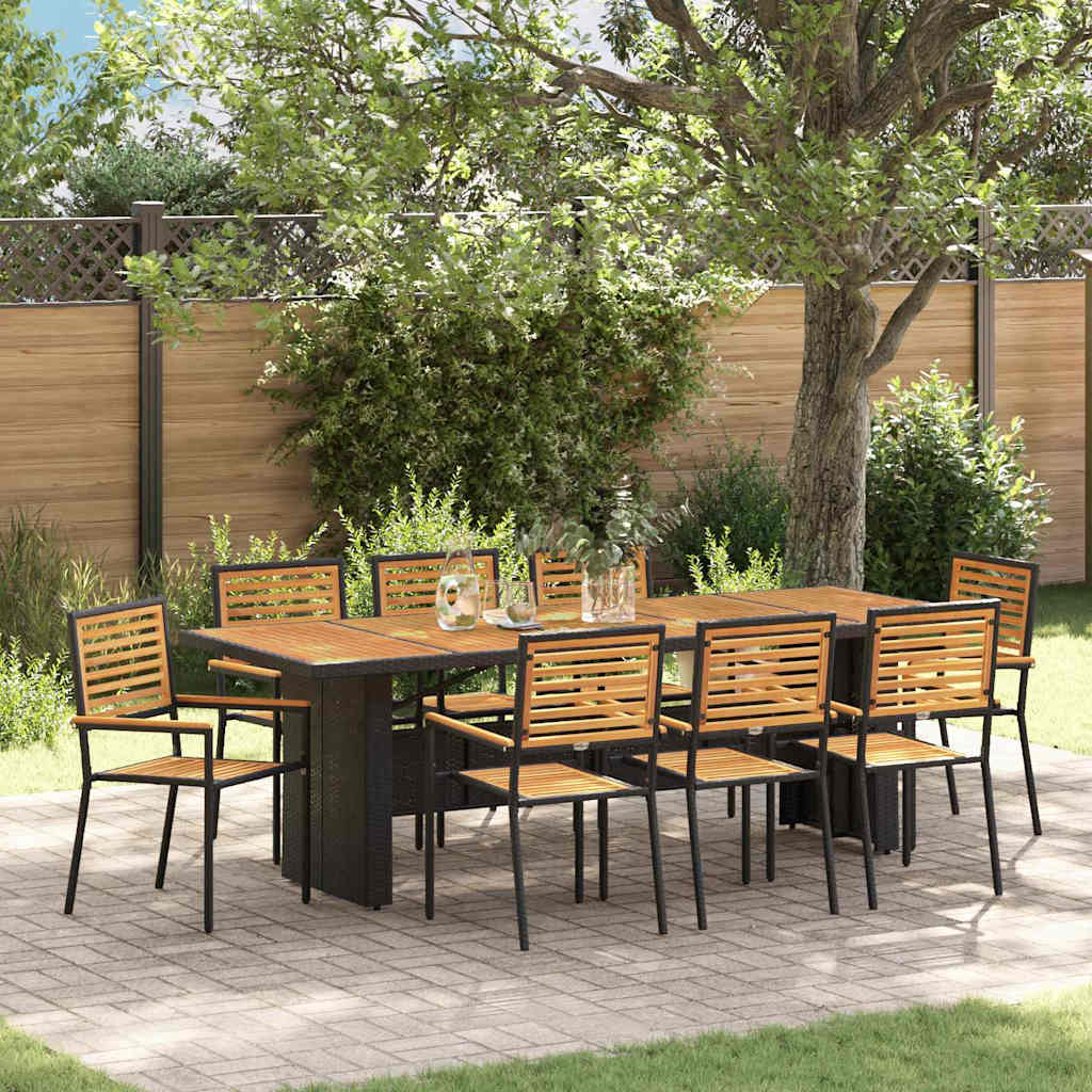 Conjunto De Comedor De Jardín 9 Pcs Y Marrón