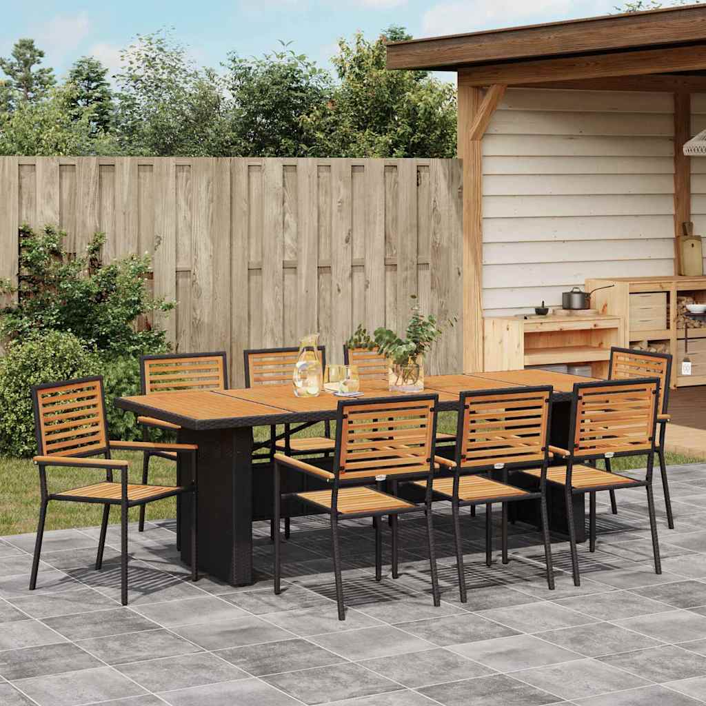 Conjunto De Comedor De Jardín 9 Pcs Y Marrón
