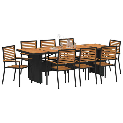 Conjunto De Comedor De Jardín 9 Pcs Y Marrón