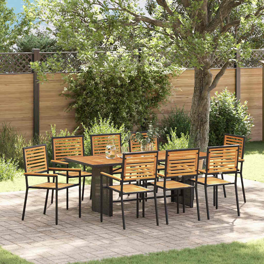 Conjunto De Comedor De Jardín 9 Pcs Y Marrón