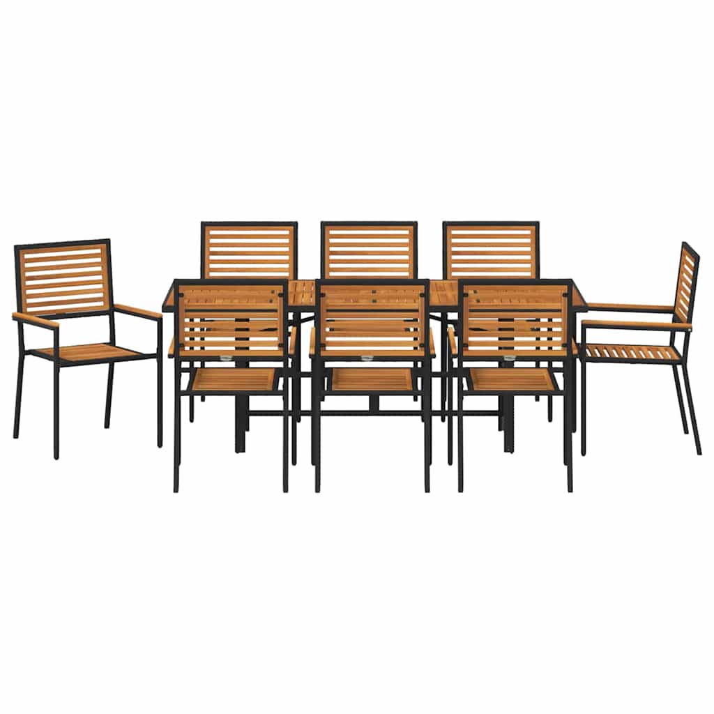 Conjunto De Comedor De Jardín 9 Pcs Y Marrón