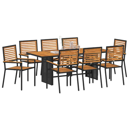 Conjunto De Comedor De Jardín 9 Pcs Y Marrón