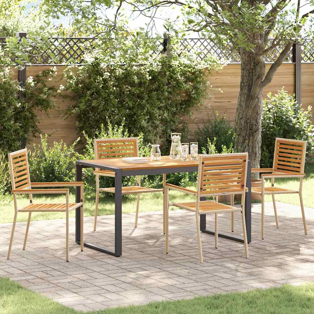 Conjunto De Comedor De Jardín 9 Pcs Y Marrón