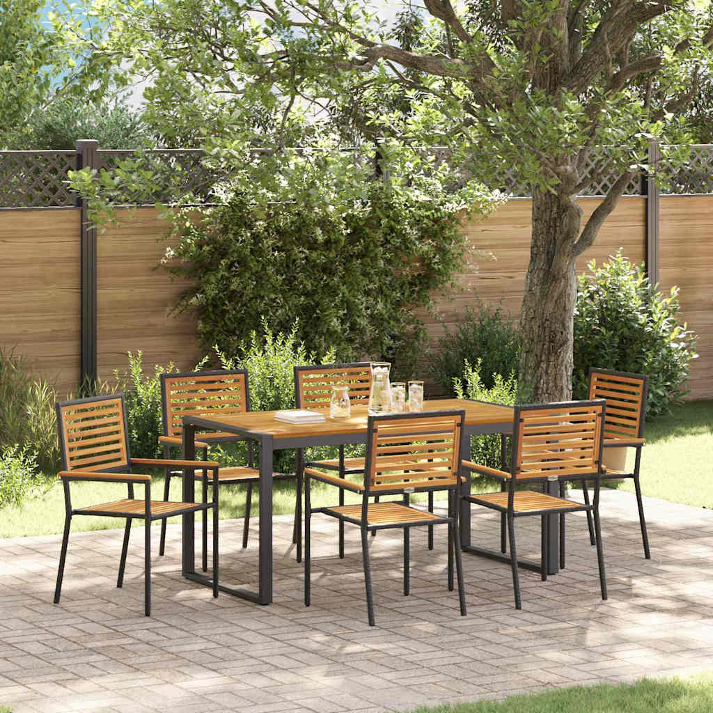 Conjunto De Comedor De Jardín 9 Pcs Y Marrón