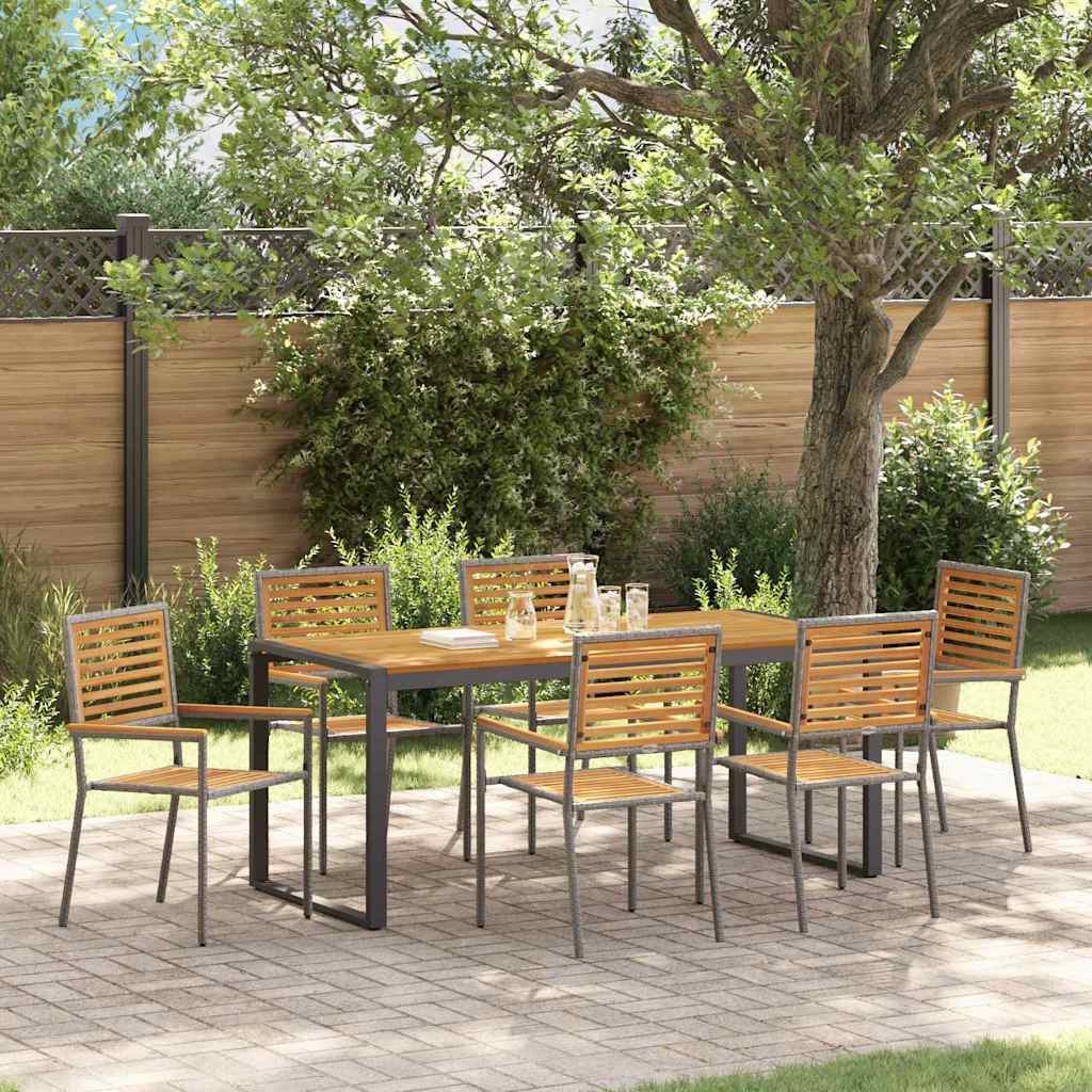 Conjunto De Comedor De Jardín 9 Pcs Y Marrón