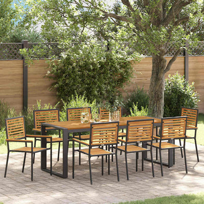 Conjunto De Comedor De Jardín 9 Pcs Y Marrón