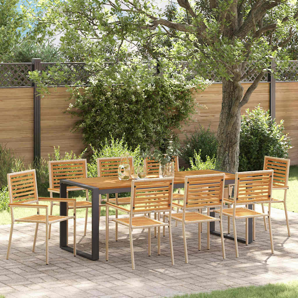 Conjunto De Comedor De Jardín 9 Pcs Y Marrón